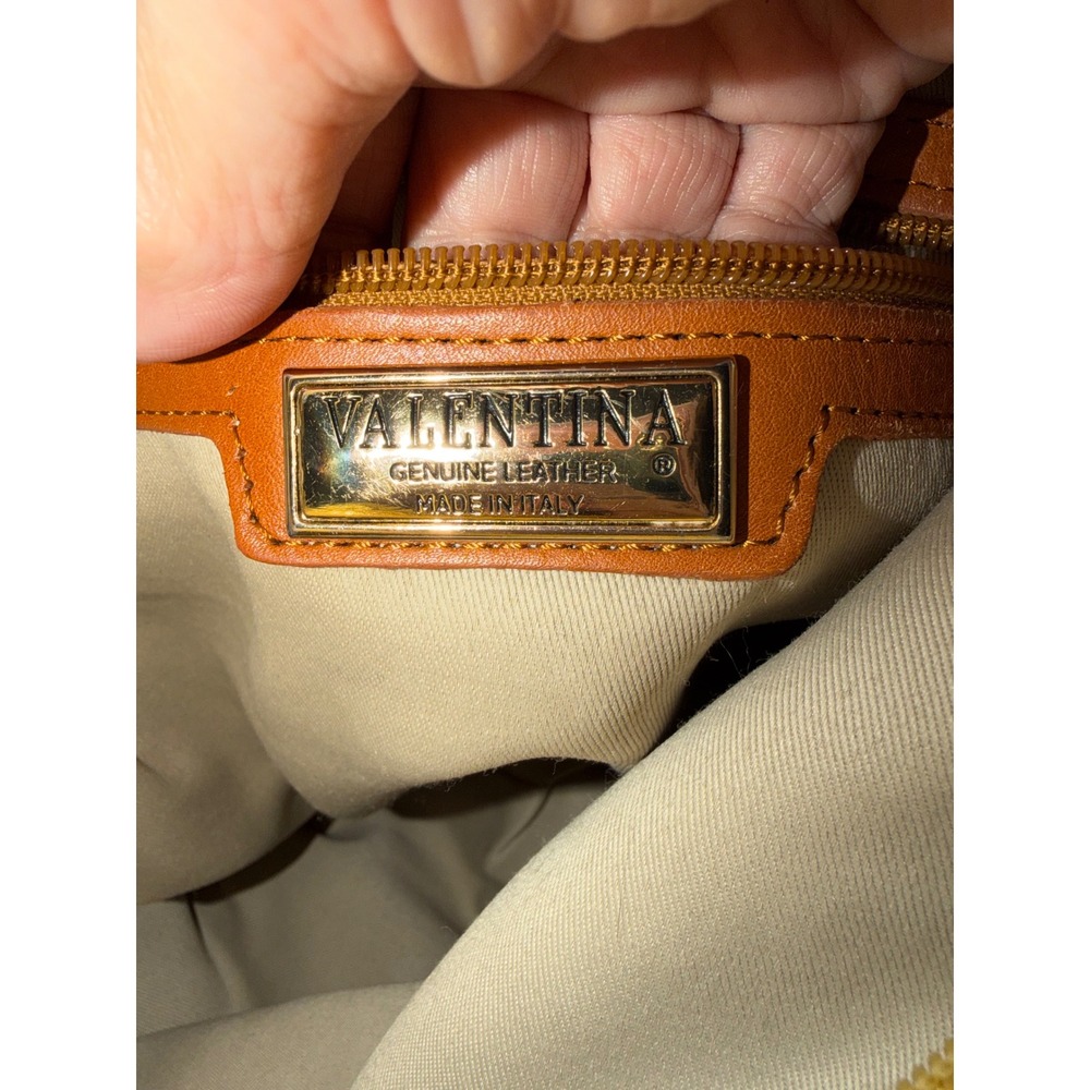 Valentina Italia Leather Shoulder Bag Mustard Yellow Cognac Brown Gold Hardware - Picture 16 of 16